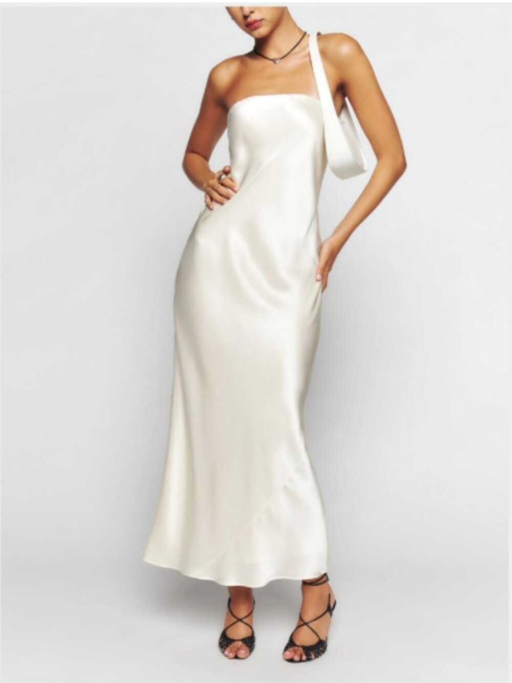 Reformation Joana Silk Dress in Fior Di Latte Size M